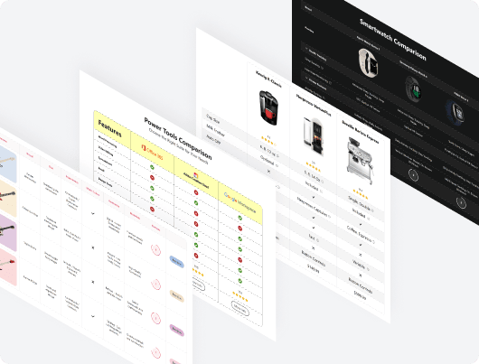 Comparison Tables Templates Fouita