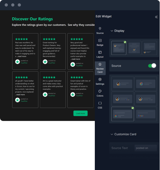 customize trustpilot  reviews showcase