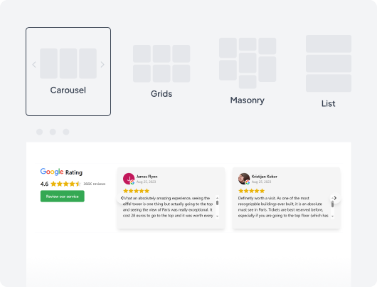 Presenting-Your -Google-Review-with-Fouita's-Carousel-Grid-Masonry-or-List-Options