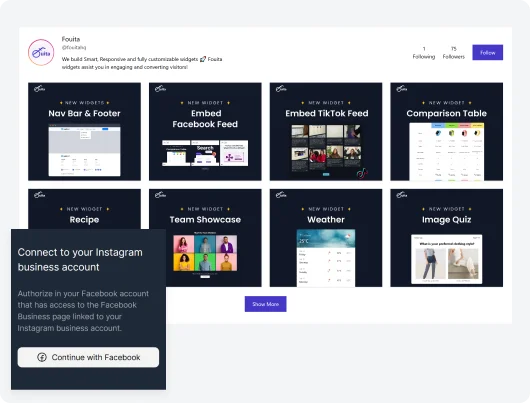 connect business account instagram feed fouita