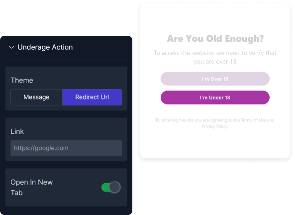 custom age verfication widget fouita