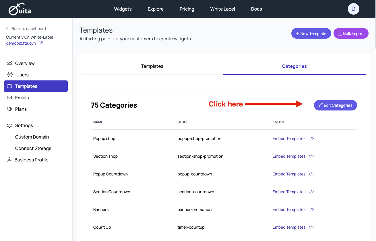 edit categories button
