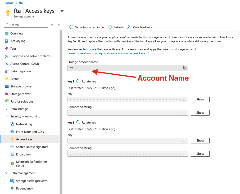 Azure Account Name - Fouita Storage