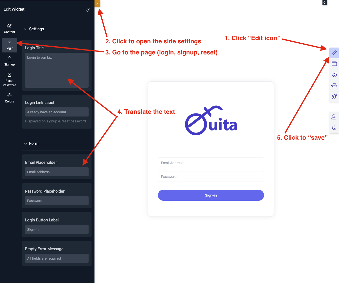 edit login page